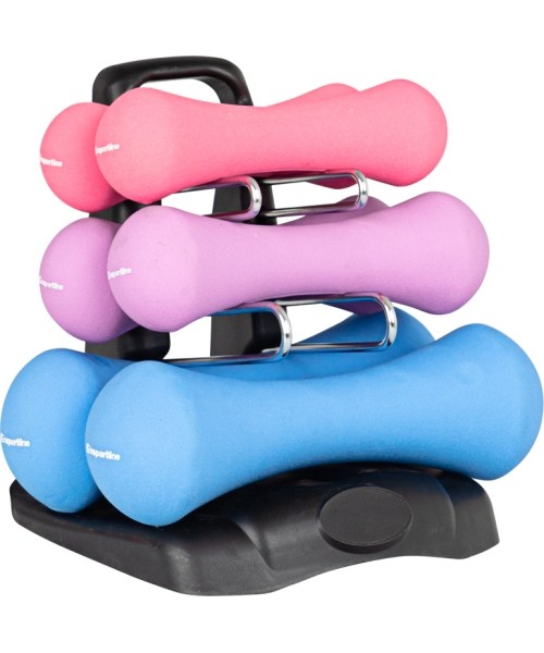 Dumbbells for Aerobics inSPORTline: Neopreninių hantelių rinkinys su stovu inSPORTline Prene