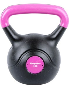 Neoprene Kettlebells inSPORTline: Vinilinė gira cementiniu užpildu Vin-Bell Dark 1kg