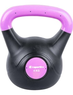 Neoprene Kettlebells inSPORTline: Vinilinė gira cementiniu užpildu Vin-Bell Dark 4kg