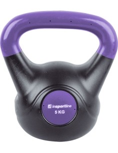 Neoprene Kettlebells inSPORTline: Vinilinė gira cementiniu užpildu Vin-Bell Dark 5kg