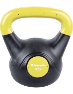 Neoprene Kettlebells inSPORTline: Vinilinė gira cementiniu užpildu Vin-Bell Dark 6kg