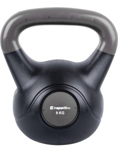 Neoprene Kettlebells inSPORTline: Vinilinė gira cementiniu užpildu Vin-Bell Dark 9kg