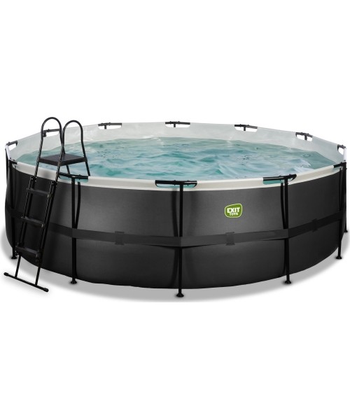 Above Ground Pools Exit: EXIT Black Leather pool ø450x122cm with sand filter pump - black