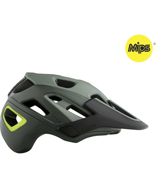 Gloves & Helmets & Accessories Lazer: Dviratininko šalmas Lazer Jackal Mips, dydis M, tamsiai žalias/geltonas