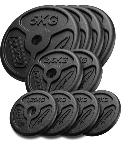 Terasest inSPORTline kettad Marbo Sport: Ketaus svorių komplektas Marbo Slim, 30kg / 4x1.25kg, 2x2.5kg, 4x5kg