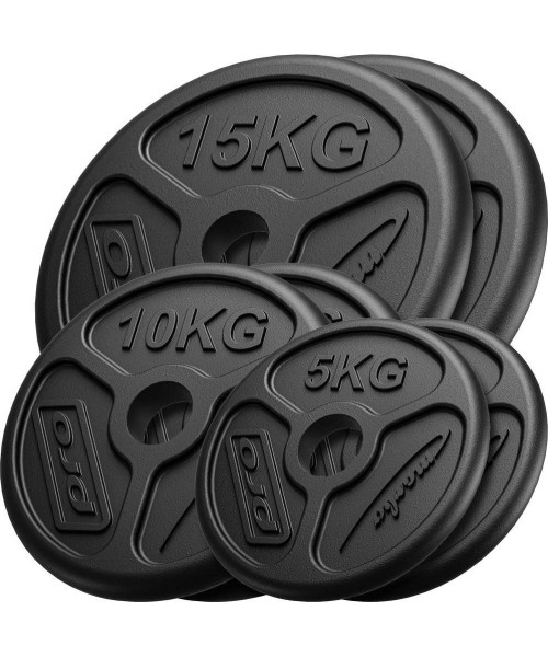 Terasest hamertonplaadid Marbo Sport: Ketaus svorių komplektas Marbo MW-2x15KG_2x10KG_2x5KG-OLI, 60kg / 2x15kg + 2x10kg + 2x5kg