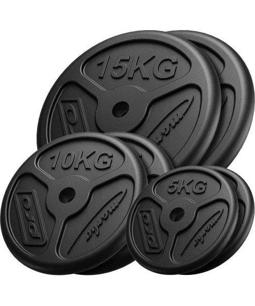 Steel inSPORTline Plates Marbo Sport: Ketaus svorių komplektas Marbo, 60kg / 2x15kg + 2x10kg + 2x5kg