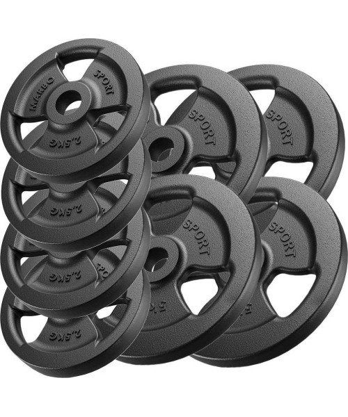 Steel inSPORTline Plates Marbo Sport: Ketaus svorių komplektas Marbo, 30kg / 4x5kg + 4x2.5kg