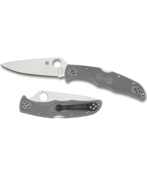 Hunting and Survival Knives Spyderco, Inc.: Folding Knife Spyderco C10FPGY Endura 4, Flat Ground, Gray