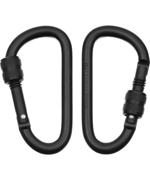 Survival Tools and Kits MFH: Carabiner D MFH Screw Lock - Black, 8mmx8cm