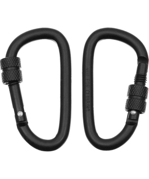 Survival Tools and Kits MFH: Carabiner D MFH Screw Lock - Black, 6mmx6cm