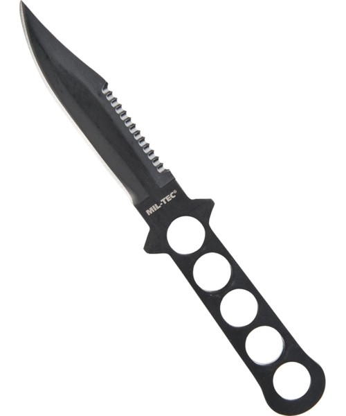 Hunting and Survival Knives MIL-TEC: BLACK STAINLESS DIVING KNIFE W. PLASTIC