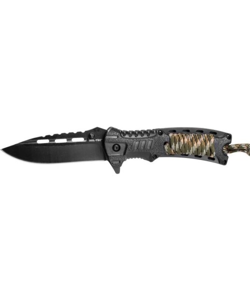 Hunting and Survival Knives MIL-TEC: KAMUFLIAŽINIS VIENOS RANKOS PEILIS PARACORD W.FIRE STARTER