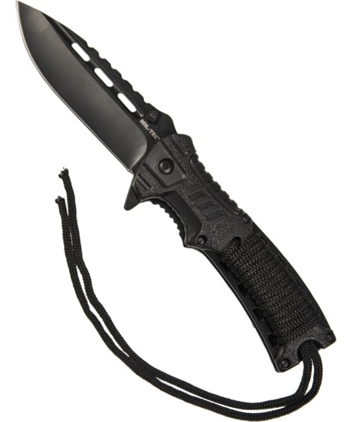 Hunting and Survival Knives MIL-TEC: BLACK ONE-HAND KNIFE PARACORD W.FIRE STARTER