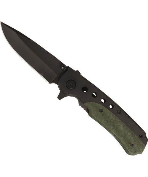 Hunting and Survival Knives MIL-TEC: BLACK/OD ONE-HAND KNIFE WITH CLIP