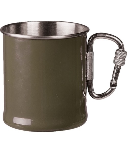 Matkapudelid ja tassid MIL-TEC: OD 250ML S/STEEL KARABINER CUP