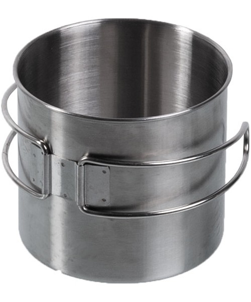 Matkapudelid ja tassid MIL-TEC: STAINLESS STEEL MUG 600ML (WIRE HANDLE)