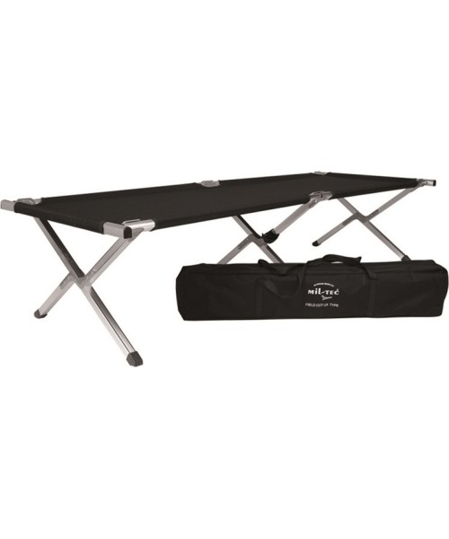 Loungers & Cots MIL-TEC: BLACK US STYLE ALUM. FOLDING COT W. BAG