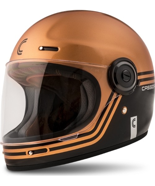 Täieliku näoga kiivrid Cassida: Motociklininko šalmas Cassida Fibre Super Hooligan Black/Metallic Copper/Gray