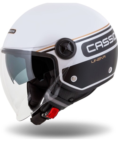 Scooter Helmets Cassida: Motorcycle Helmet Cassida Handy Plus Linear Pearl White/Black/Gold