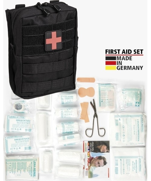 Camping Accessories MIL-TEC: BLACK LARGE 43-PIECE FIRST AID SET LEINA