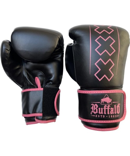 Boxing Gloves Buffalo: "Buffalo Outrage" bokso pirštinės juodos ir rožinės spalvos 10oz