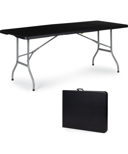 Tables ModernHOME: Sodo maitinimo sulankstomas banketinis stalas 153 cm - juodas