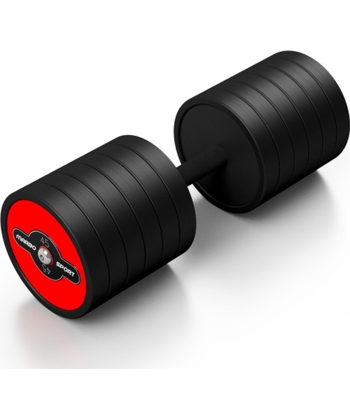 Rubber Dumbbells Marbo Sport: Gumuotas hantelis Marbo Sport, raudonas, 45 kg