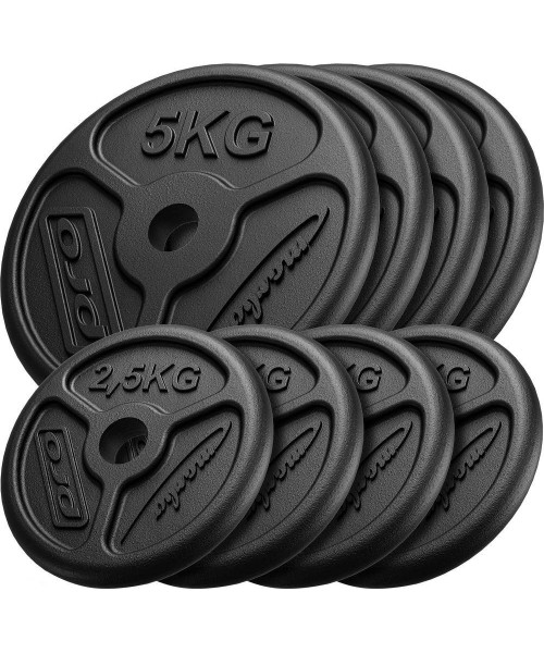 Terasest inSPORTline kettad Marbo Sport: Ketaus svorių komplektas Marbo Slim, 30kg / 4x5kg + 4x2.5kg