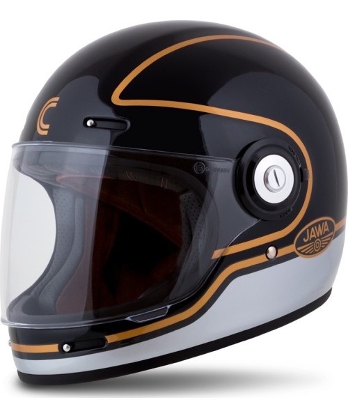 Full Face Helmets Cassida: Motociklininko šalmas "Cassida Fibre Jawa Sport" juodas/ sidabrinis/ auksinis