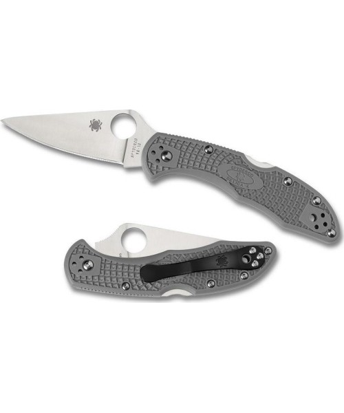 Jahi- ja ellujäämisnoad Spyderco, Inc.: Sulankstomas peilis Spyderco C11FPGY Delica 4, plokščiai šlifuotas, pilkas