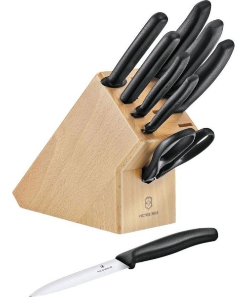 Cutlery : "Victorinox Swiss Classic" virtuvinių peilių blokas 6.7193.9 iš buko medienos