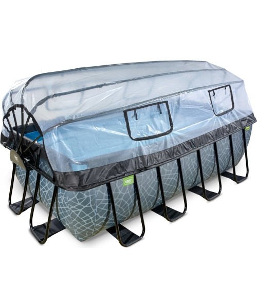 Above Ground Pools Exit: EXIT Stone pool 400x200x122cm with sand filter pump and dome - grey