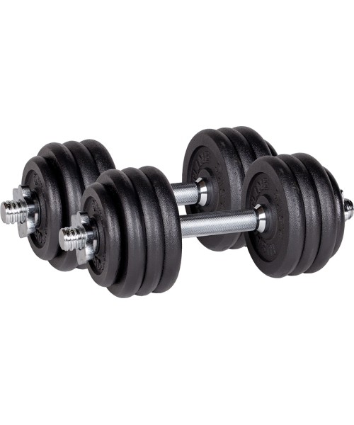 Reguleeritavad hantlid inSPORTline: Single-Handed Plate-Loaded Dumbbell Set inSPORTline Castblack 2 x 20 kg