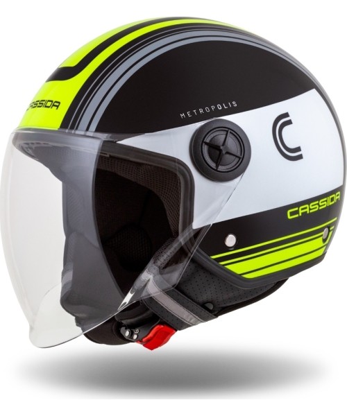 Scooter Helmets Cassida: Motociklininko šalmas Cassida Handy Metropolis Juoda/balta/juodai geltona/pilka