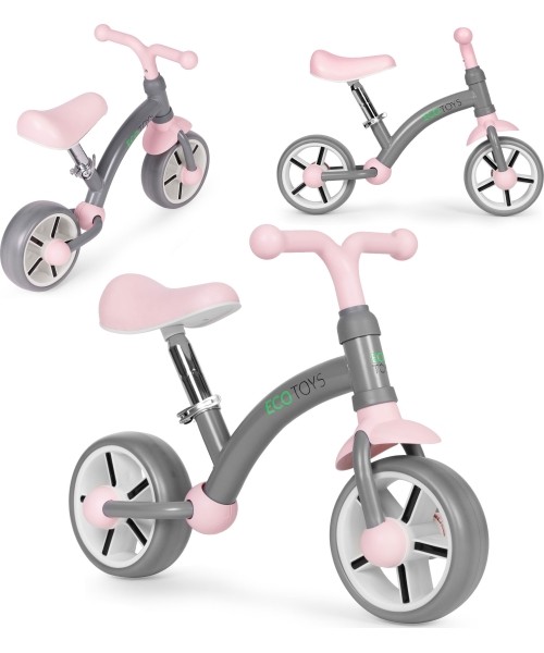 Children's Scooters Eco Toys: Vaikiškas krosinis dviratis su EVA ratukais, reguliuojamu balneliu, pilkos spalvos ECOTOYS