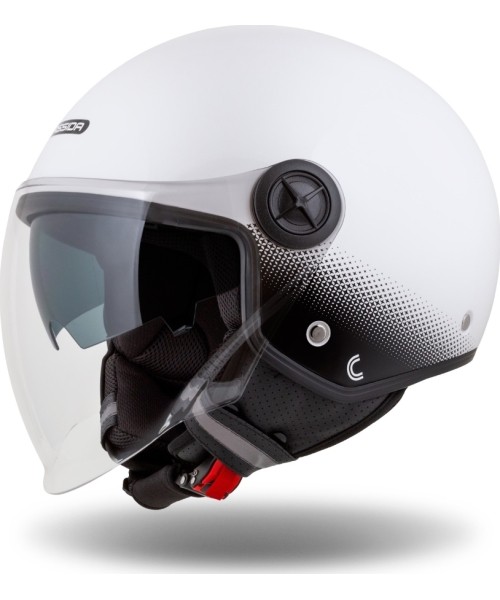 Scooter Helmets Cassida: Motociklininko šalmas Cassida Handy Plus White/Black