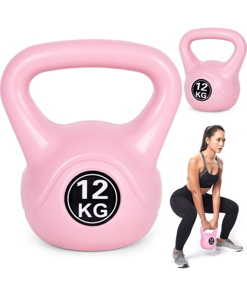 Aeroobika hantlid ModernHOME: Kettlebell kettle 12kg harjutus hantli pall fitness kaal roosa ModernHome