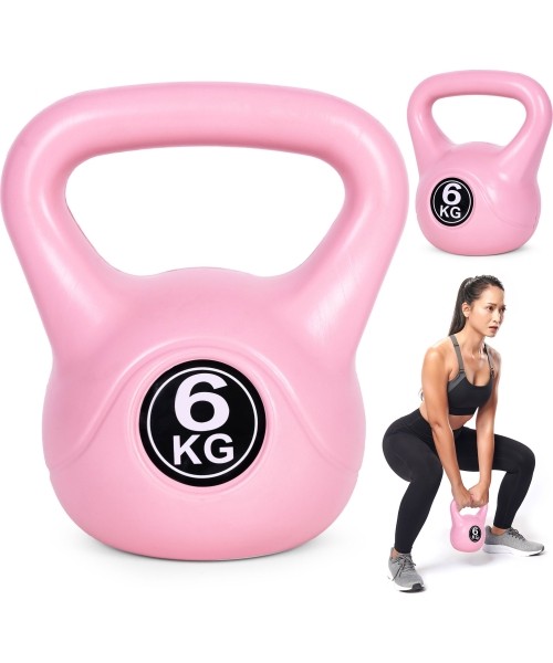 Aeroobika hantlid ModernHOME: Kettlebell kettle 6kg harjutus hantli pall fitness kaal roosa ModernHome