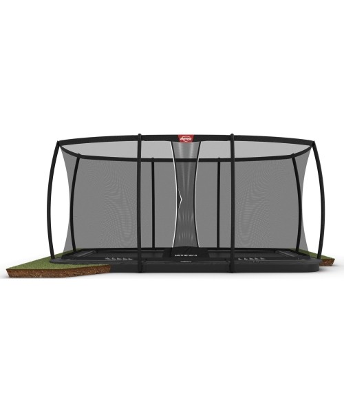 Maasisse paigaldatavad batuudid BERG: BERG Ultim Elite FlatGround 500 Grey + Safety Net DLX XL