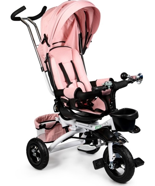 Laste tõukerattad Eco Toys: Besisukantis triratukas 360° Pink Delux su stogeliu ECOTOYS