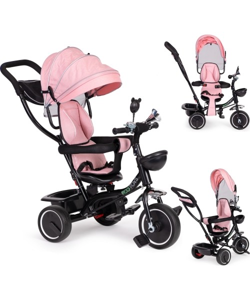 Laste tõukerattad Eco Toys: Triratukas su pasukama sėdyne vežimėlis ECOTOYS