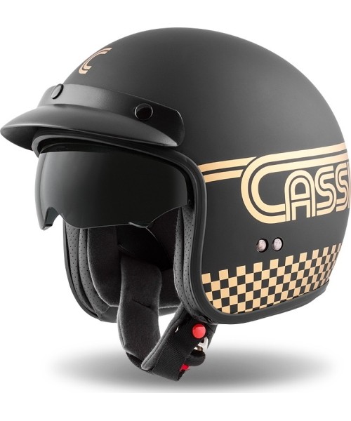 Avatud näoga kiivrid Cassida: Motociklininko šalmas Cassida Oxygen Rondo 2023 Black Matte/Gold