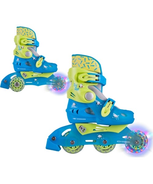 Adjustable Size Rollers Worker: 2-3 ratukų reguliuojamo dydžio riedučiai su šviečiančiais ratukais Worker Trigo LED