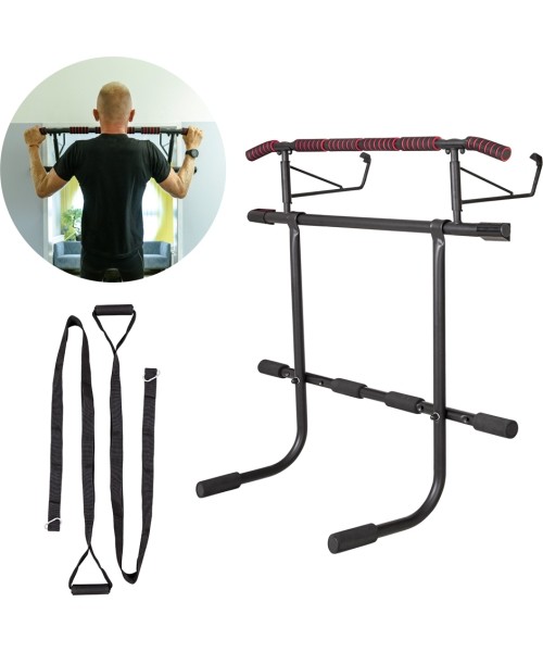 Cross Bars with Parallels inSPORTline: Durų staktos skersinis / lygiagretės su treniruočių diržais inSPORTline HR5004 70–92cm...