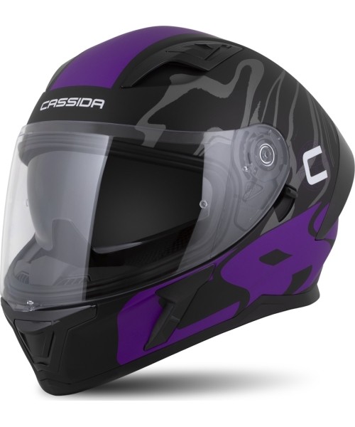 Full Face Helmets Cassida: Motociklininko šalmas Cassida Orbit Multivers Matinis juodas/violetinis/pilkas/baltas