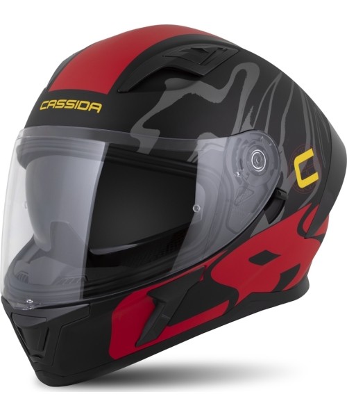 Full Face Helmets Cassida: Motociklininko šalmas Cassida Orbit Multivers Matinis juodas / raudonas / pilkas / geltonas
