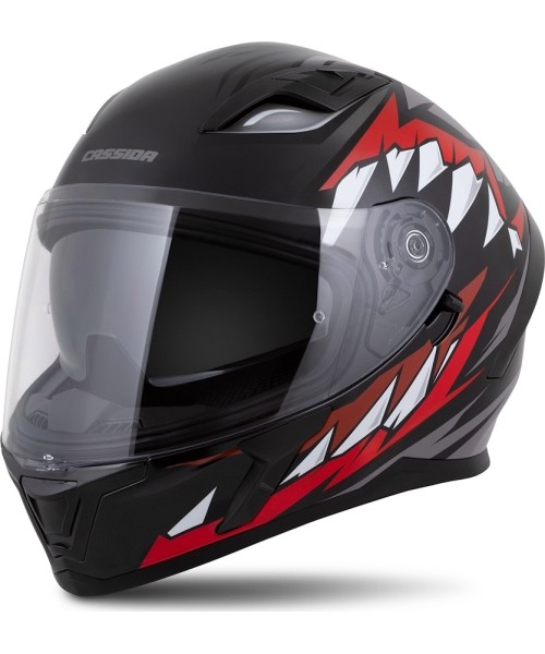 Täieliku näoga kiivrid Cassida: Motociklininko šalmas Cassida Orbit StriX Red/Gray/White/Black