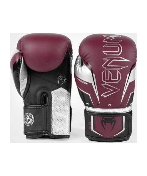Boxing Gloves Venum: "Venum Elite Evo" bokso pirštinės - bordo/ sidabro spalvos