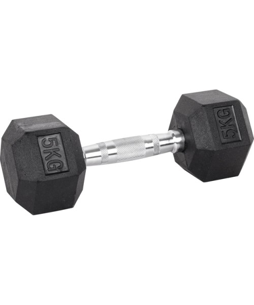 Chrome Dumbbells inSPORTline: Šešiakampiai hanteliai inSPORTline Hexsteel 5 kg